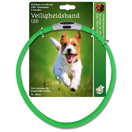 Veiligheidshalsband LED Verstelbaar Groen 25 - 65 x 2,5 cm