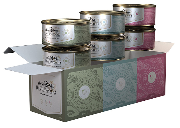 Riverwood kattenvoer Multipack Grouper, Seabass, Tuna <br>6 x 85 gr