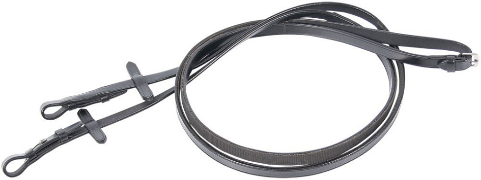 Harry's Horse lederen teugels rubber gevoerd zwart